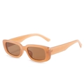 Chic rectangle sunglasses with translucent nude pink frames and dark brown lenses - Jelly Tea Frame Tea Lens