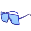 Fashionable oversized square blue sunglasses with translucent frame for women's trendy look - Ready Stock / Regular (Inc. 13% VAT) Matte Blue Frame with Blue Lenses