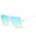 Trendsetting oversized square sunglasses with white matte frame and blue-yellow gradient lens - Ready Stock / Regular (Inc. 13% VAT) Matte Clear Frame with Blue-Yellow Lenses