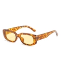 Retro tortoise shell square sunglasses with yellow lenses for a trendy street look - Leopard Frame Yellow Lens