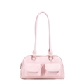 Bolso Boston rosa con bolsillos frontales dobles y acabado en cuero sintético liso - Rosa
