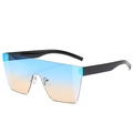 Lunettes de soleil sans monture avec verres dégradés bleu orange et branches noires - Monture Noire / Verres Bleu-Jaune