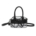 Mini borsa a tracolla con motivo a serpente con manico nero e dettaglio cintura annodata - Bianco