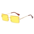 Frameless rectangular sunglasses with transparent yellow lenses and gold metal frame - Gold Frame Bright Yellow