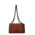 Vintage brown embossed crossbody bag with crocodile texture and black metal chain strap - Brown