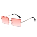 Frameless square sunglasses with pink-orange gradient lenses and silver metal temples - Silver Frame Gradient Wine Red