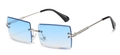 Lunettes de soleil rectangulaires sans monture avec verres dégradés bleus et métal argent - Cadre Argenté Bleu Dégradé