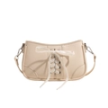 Elegante borsa a spalla color crema in finta pelle opaca con dettaglio corsetto - Bianco Sporco