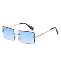 Frameless square sunglasses with light blue gradient lenses and gold metal frames - Gold Frame Gradient Blue