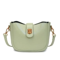 Minimalistische mintgrüne Eimertasche aus PU-Leder mit vintage Bronze-Metallverschluss - Grün