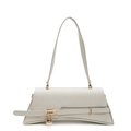 Ivory white crossbody bag featuring woven flap, smooth leather and gold lock hardware - Off White
