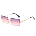 Frameless square sunglasses with purple gradient lenses and gold metal frame - Gold Frame Purple Pink Lens