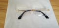 Frameless square sunglasses with gold metal temples and black ear tips stylish design - Gold Frame Blue Light Blocking Flat Lens