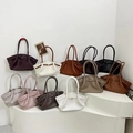 Collection of retro large capacity leather tote bags in various stylish autumn colors - White