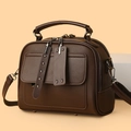 Retro dark brown saddle bag with lychee texture and adjustable shoulder strap - Brown