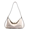 Retro ivory large tote bag in glossy finish with gold clasp and fashion text - White