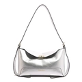 Silver metallic tote bag with golden twist lock and Fashion & Bags brand print - Silver