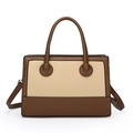 Bolso de mano vintage patchwork en beige y marrón con correa ajustable - Beige
