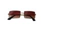 Rimless square sunglasses with brown gradient lenses and gold metal temples - Gold Frame Tea Red Lens