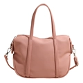 Litchi texture tote bag in dusty rose pink with adjustable shoulder strap and silver hardware - Pink