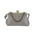 Sac bandoulière gris à motif pierre, forme coquille avec fermoir rétro et chaîne - Gris