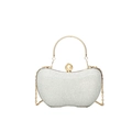 Silberne Glitzer Abendtasche mit goldenem Ringgriff und Perlenverschluss Detail - Silber