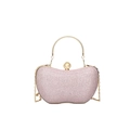Rosa Glitzer-Abendtasche in Herzform mit goldenem Rundgriff und Perlenverschluss - Rosa