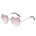Fashion rimless heart-shaped sunglasses with purple gradient lenses and gold metal frames - Ready Stock / Standard (Incl. 13% VAT) Purple Grey