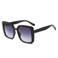 Classic square frame sunglasses for women with black frames and purple gradient lenses - Ready Stock / Standard Black Frame with Double Gray Lenses