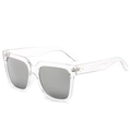 Moderne oversized vierkante zonnebril met transparant montuur en grijze glazen lens - Transparant Frame Zilveren Spiegel