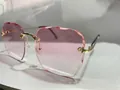 Rimless square sunglasses for women with pink gradient wave-cut lenses and gold frame - Pink