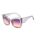 Oversized cat-eye sunglasses with transparent purple frame and orange-to-purple gradient lenses - Grey Frame Purple Pink Lens