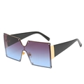 Oversized square shield sunglasses with purple blue gradient lenses and black temples - Grey Blue Lens