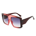 Fashionable oversized square sunglasses with dark wine red frames and gradient purple lenses - Red Frame Grey Lens