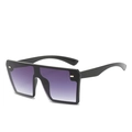 Frameless square sunglasses with black frame and purple gradient lenses in a side view - Ready Stock / Standard Black Frame with Double Gray Lenses