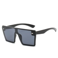 Fashionable rimless oversized square sunglasses with flat top and gradient grey lenses - Ready Stock / Black Frame Sunglasses with Solid Grey Lenses