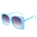 Fashionable oversized square sunglasses with light blue transparent frame and purple gradient lens - Blue Glitter Frame / Gradient Grey Lenses