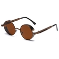 Gafas de sol steampunk redondas en bronce antiguo con detalles en las patillas - Montura Té Lente Té