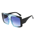 Fashionable oversized square sunglasses with blue gradient lenses and two-tone frames - Blue Frame / Blue Lens
