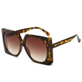 Fashionable oversized square leopard print sunglasses with brown gradient lenses - Leopard Frame Gradient Brown Lens