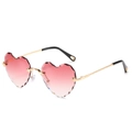 Frameless heart sunglasses with pink gradient wave-cut lenses and gold metal temples - Gradient Red