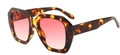 Fashion vintage wide square sunglasses with tortoiseshell frame and red gradient lenses - Ready Stock / Tortoise Frame Pink Lenses