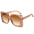 Retro oversized square sunglasses featuring a transparent tea frame and brown gradient lenses - Tea Frame Double Tea