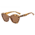 Trendige Cat-Eye-Sonnenbrille für Damen mit Leopardenmuster und braunen Gläsern im Retro-Stil - Gelee Gelb Leopardenmuster Rahmen Tee Gläser