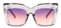 Cat eye zonnebril met transparant paars montuur en paars naar roze verloopglazen - Grijs Frame Paars Rode Glazen