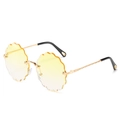 Frameless rimless flower cut sunglasses with yellow gradient lenses and gold metal frames - Gradient Yellow