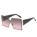 Oversized square sunglasses with purple gradient lenses and silver metal rivet accents - Dusty Pink
