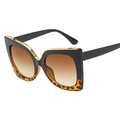 Lunettes de soleil cat-eye oversize avec monture léopard noir et verres marron dégradé - Monture Noire & Écaille Dégradé Thé