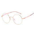 Monture de lunettes ronde rétro en métal or rose avec embouts rose clair - Standard - Or rose