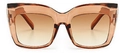 Fashion oversized square sunglasses with translucent brown frames and gradient brown lenses - Tea Frame Tea Lens